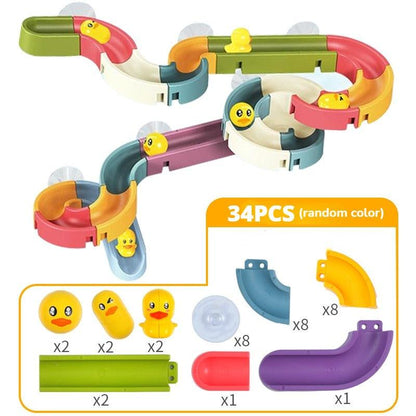 Baby Bath Toys DIY Slide Tracks Pipeline Yellow Ducks Bathroom Bathtub Play Rainbow Shower Water Educational Toys For Children - Yiepp Store