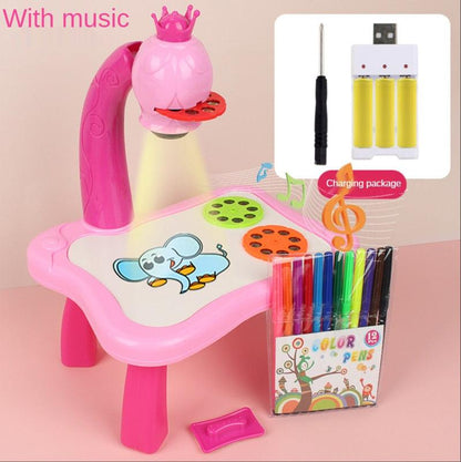 Children's Toy Led Projector Art Drawing Table Kid Painting Board Arts and Crafts Projection Educational Learning Toy Paint Tool - Yiepp Store