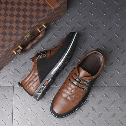 Men Leather Shoes Autumn Men's Casual Shoes Breathable Light Weight Black Sneakers Driving Shoes Pointed Toe Business Men Shoes - Yiepp Store