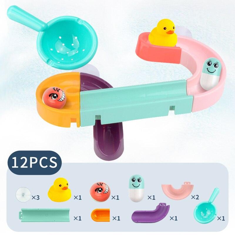 Baby Bath Toys DIY Slide Tracks Pipeline Yellow Ducks Bathroom Bathtub Play Rainbow Shower Water Educational Toys For Children - Yiepp Store