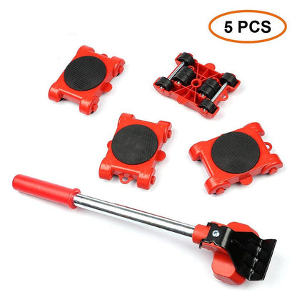 5 Pcs Furniture Moving Transport Roller Set Removal Lifting Moving Tool Set Wheel Bar Mover moving Heavy Stuffs Device Hand Tool - Yiepp Store