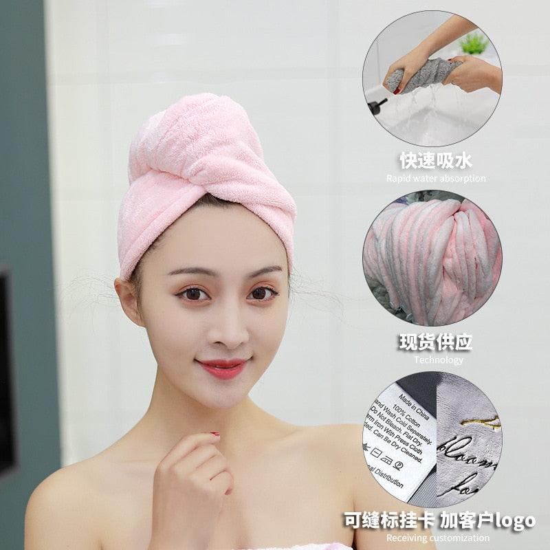 Women Girl's Magic Microfiber Shower Cap Towel Bath Hats for Women Dry Hair Cap Quick Drying Soft for Lady Turban Head - Yiepp Store