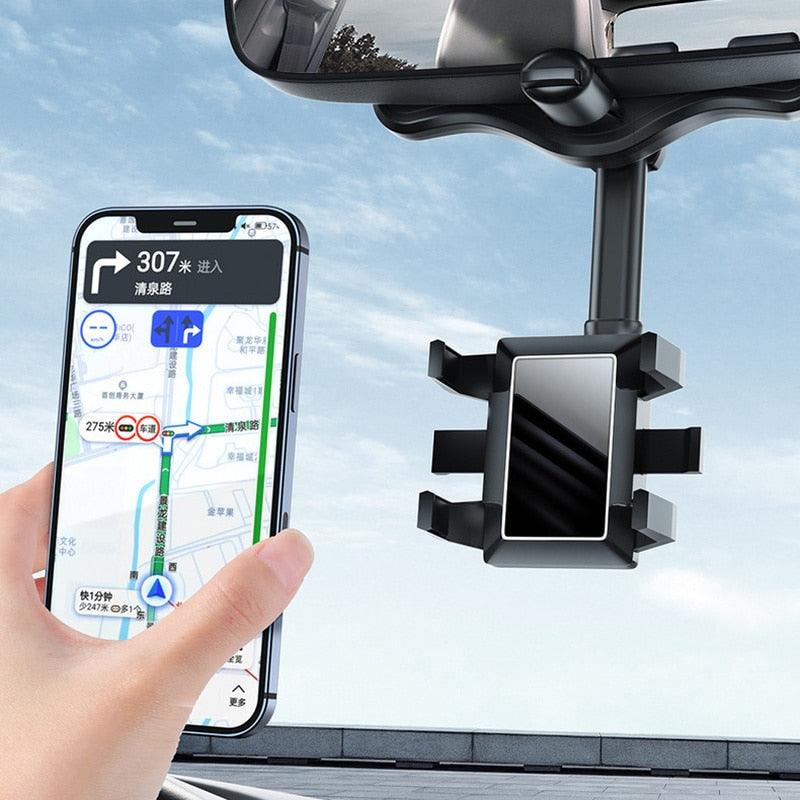 Multifunctional Phone Holder Car Rearview Mirror Rotatable Retractable Hanging Support GPS Navigation Phone Stand for Iphone 13 - Yiepp Store