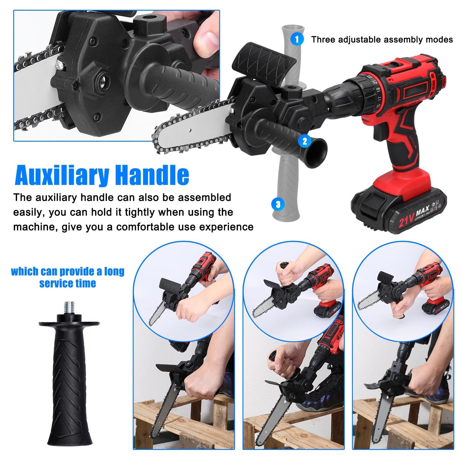 4/6 Inch Electric Drill Modified To Electric Chainsaw Tool Attachment Electric Chainsaws Accessory Set Woodworking Cutting Tool - Yiepp Store