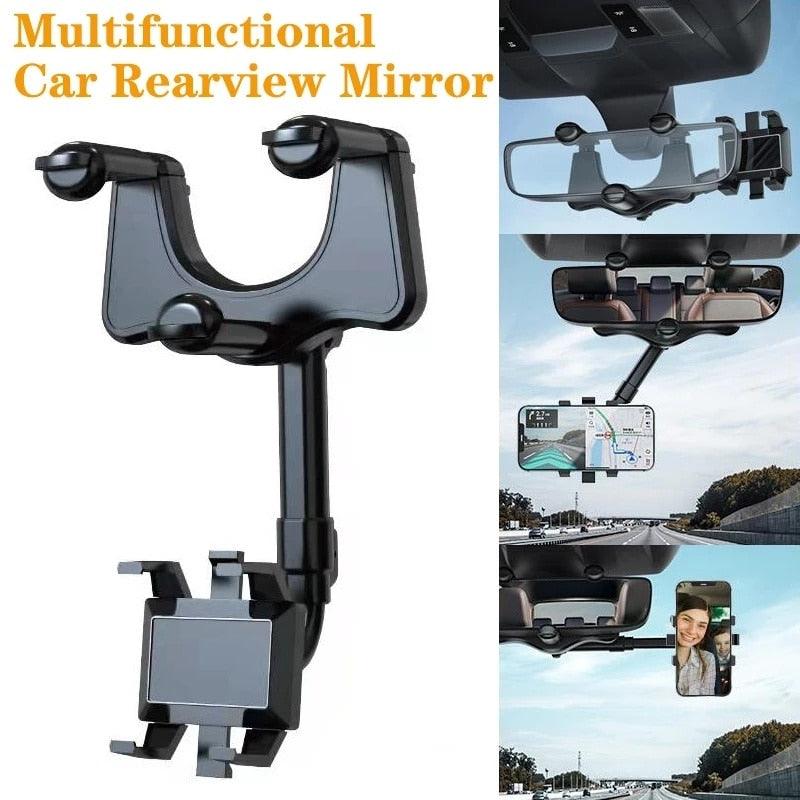 Multifunctional Phone Holder Car Rearview Mirror Rotatable Retractable Hanging Support GPS Navigation Phone Stand for Iphone 13 - Yiepp Store