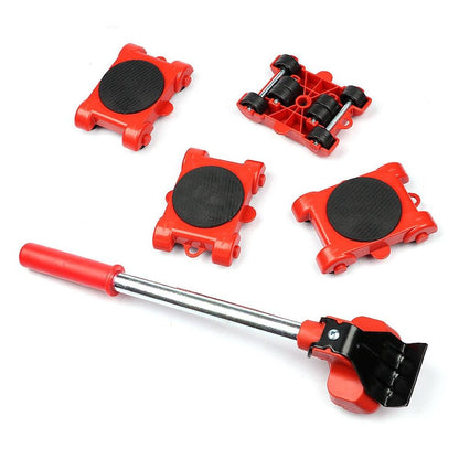 5 Pcs Furniture Moving Transport Roller Set Removal Lifting Moving Tool Set Wheel Bar Mover moving Heavy Stuffs Device Hand Tool - Yiepp Store