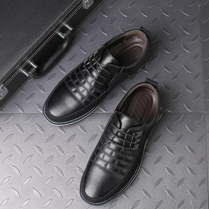 Men Leather Shoes Autumn Men's Casual Shoes Breathable Light Weight Black Sneakers Driving Shoes Pointed Toe Business Men Shoes - Yiepp Store