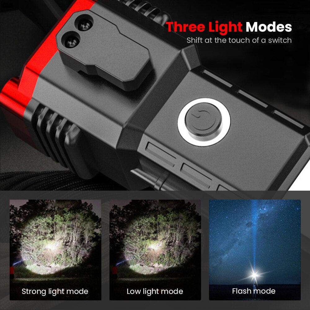 Multifunctional LED Flashlight with Safety Hammer Strong Magnet Side Light Rechargeable Portable Torch for Adventure Camping - Yiepp Store