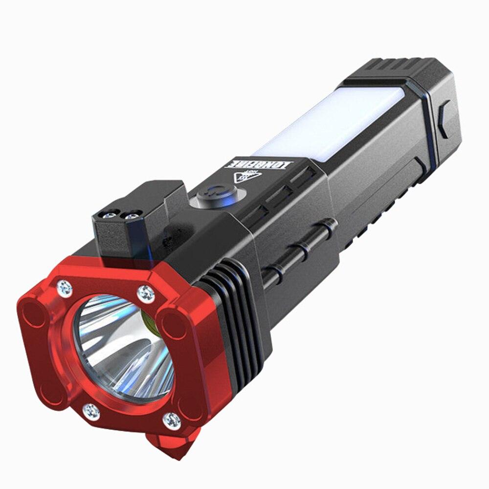 Multifunctional LED Flashlight with Safety Hammer Strong Magnet Side Light Rechargeable Portable Torch for Adventure Camping - Yiepp Store