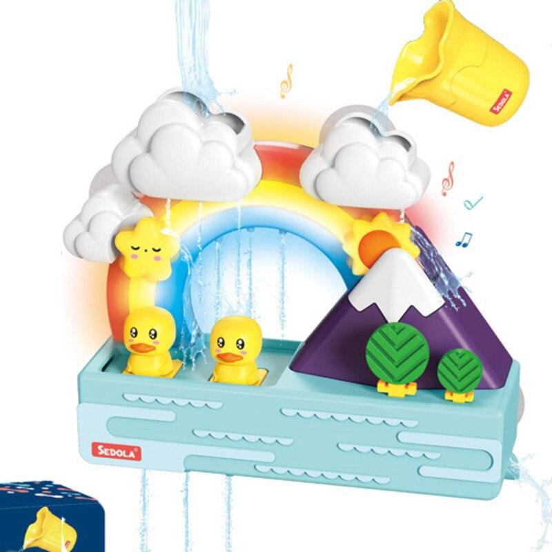 Baby Bath Toys DIY Slide Tracks Pipeline Yellow Ducks Bathroom Bathtub Play Rainbow Shower Water Educational Toys For Children - Yiepp Store