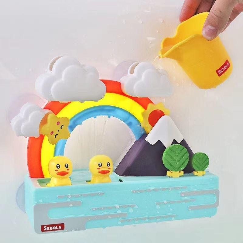 Baby Bath Toys DIY Slide Tracks Pipeline Yellow Ducks Bathroom Bathtub Play Rainbow Shower Water Educational Toys For Children - Yiepp Store