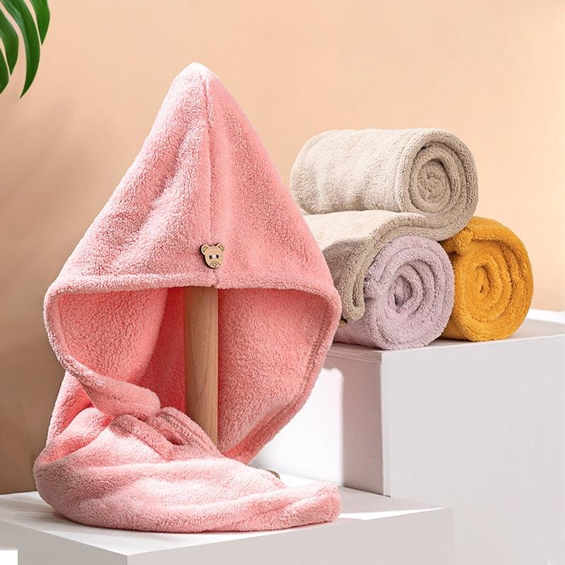 Women Girl's Magic Microfiber Shower Cap Towel Bath Hats for Women Dry Hair Cap Quick Drying Soft for Lady Turban Head - Yiepp Store