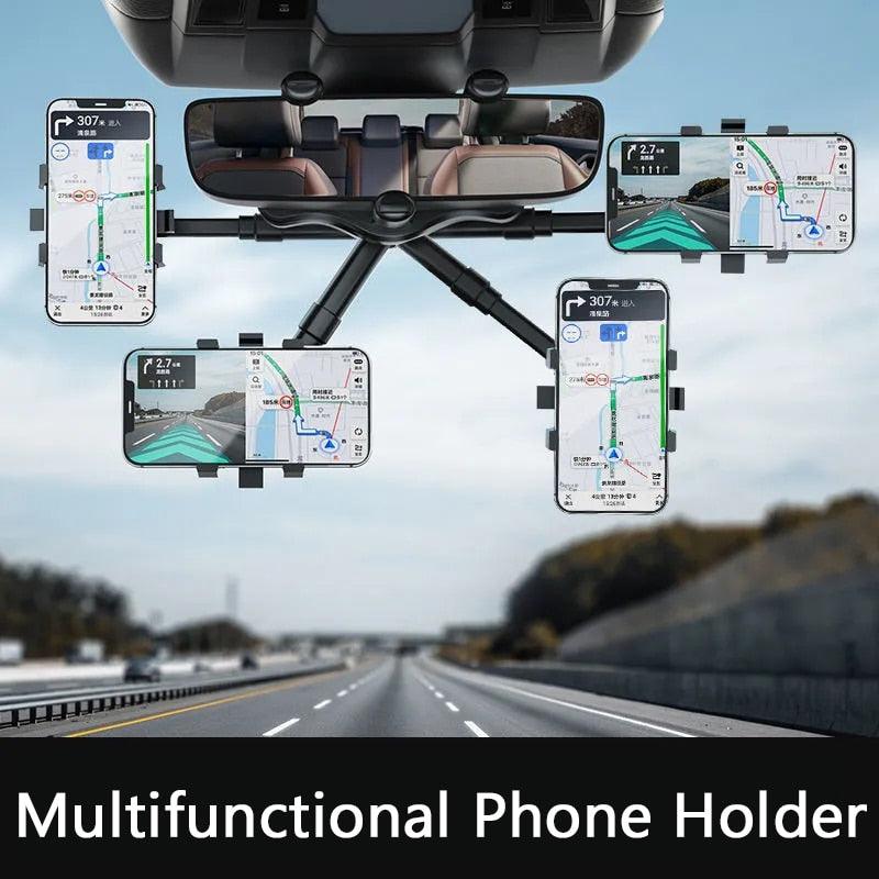 Multifunctional Phone Holder Car Rearview Mirror Rotatable Retractable Hanging Support GPS Navigation Phone Stand for Iphone 13 - Yiepp Store