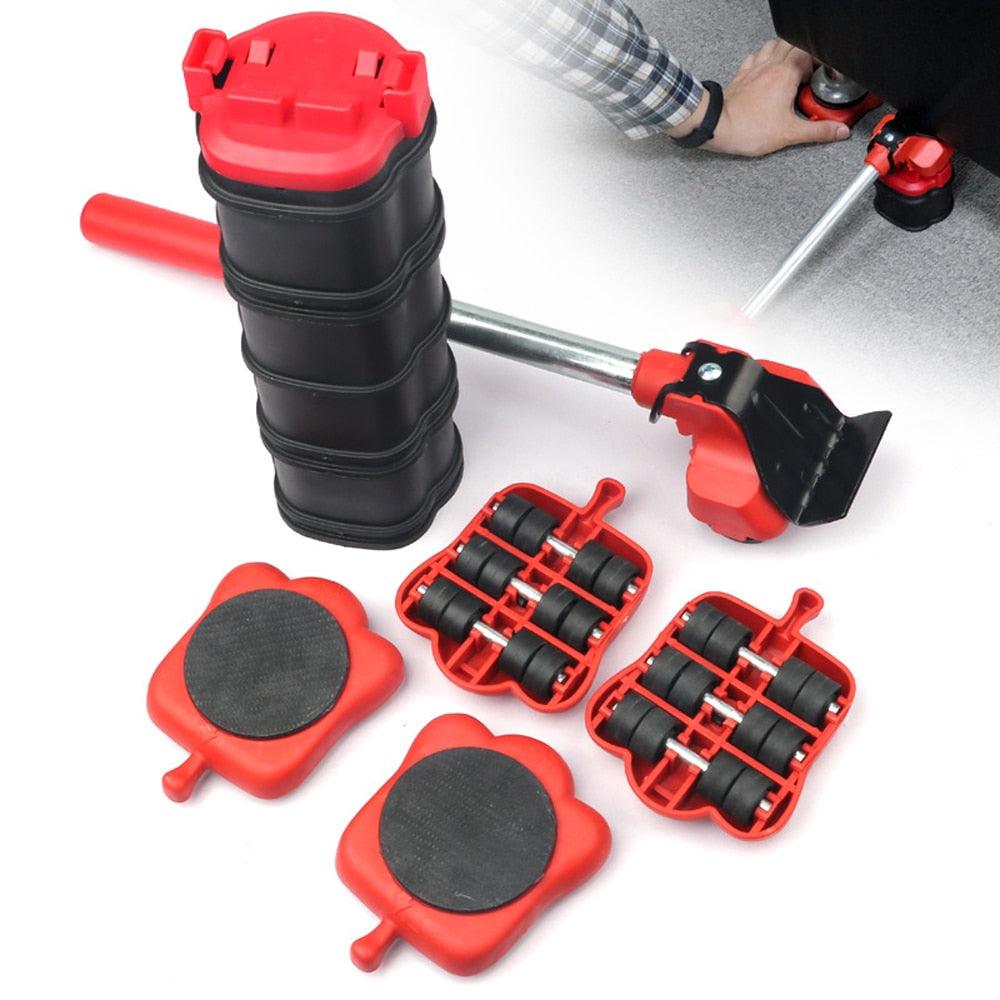 5 Pcs Furniture Moving Transport Roller Set Removal Lifting Moving Tool Set Wheel Bar Mover moving Heavy Stuffs Device Hand Tool - Yiepp Store