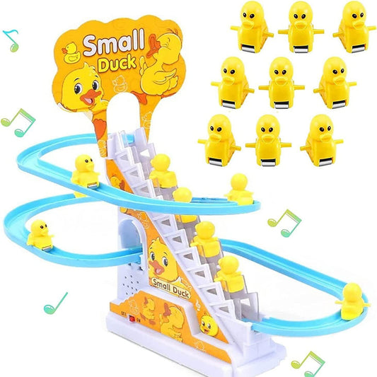 Funny Baby Toys Electric Duck Track Slide Toys Boys Girls Ducks Climb Stairs Toy Baby LED Lights Music Roller Coaster for Kids - Yiepp Store